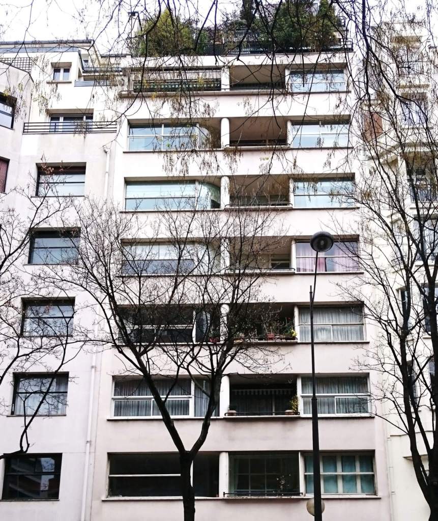 A detail of a modernist block of flats.