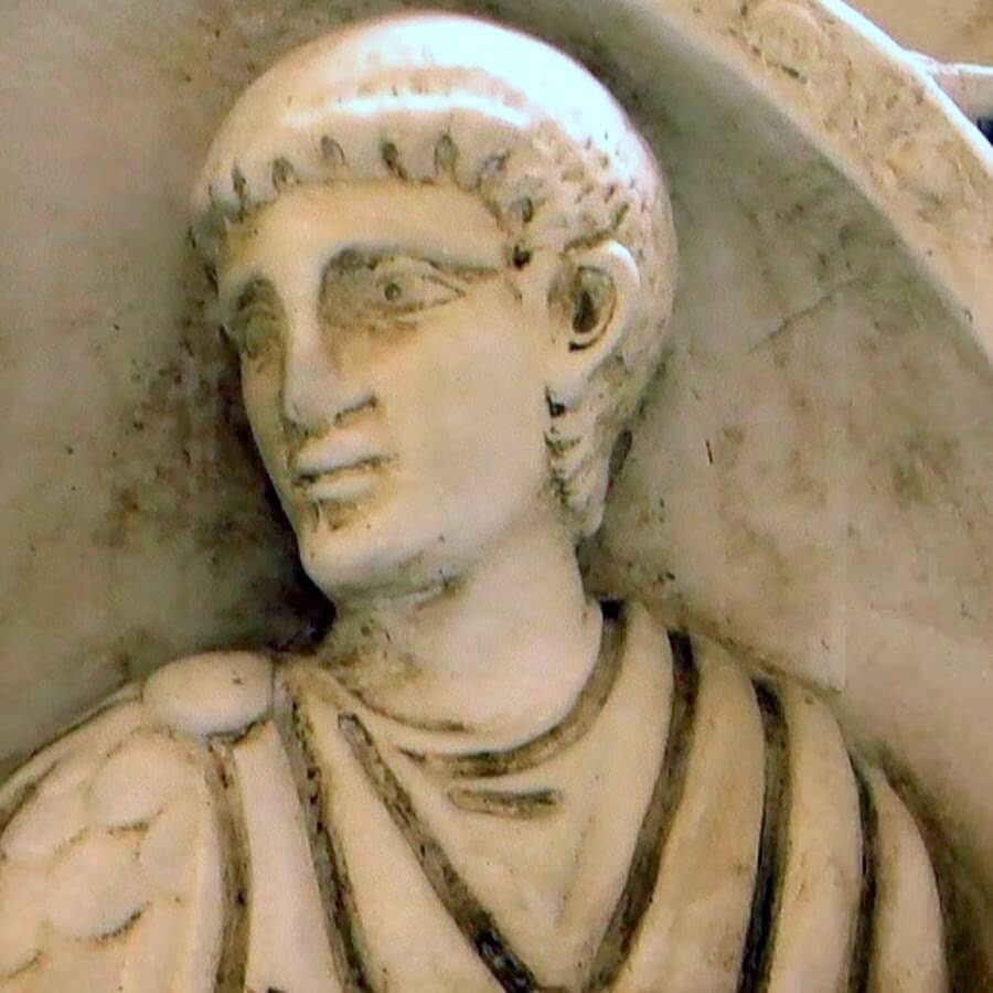 Carved portrait of a Roman official.