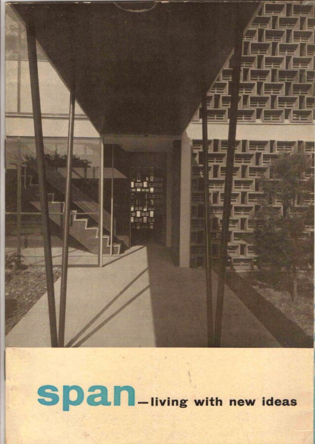 Cover of a brochure. The title reads: "Span - living the new ideas"